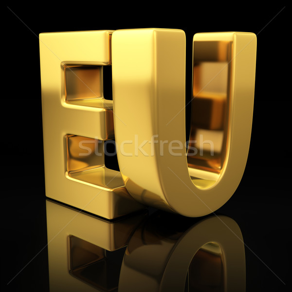 EU arany levelek fekete tükröződés Euro Stock fotó © timbrk