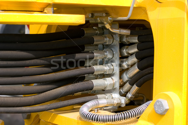 Stock foto: Hydraulische · Metall · Kabel · Maschine · Zugmaschine · Rohr