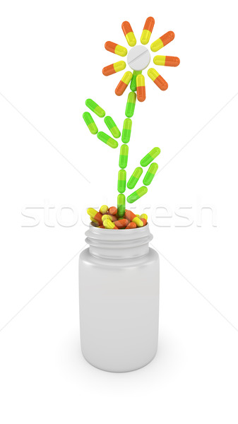 Homéopathie fleur capsules croissant médicaux bouteille [[stock_photo]] © timbrk