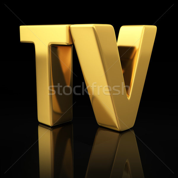Tv ouro cartas preto reflexão televisão Foto stock © timbrk