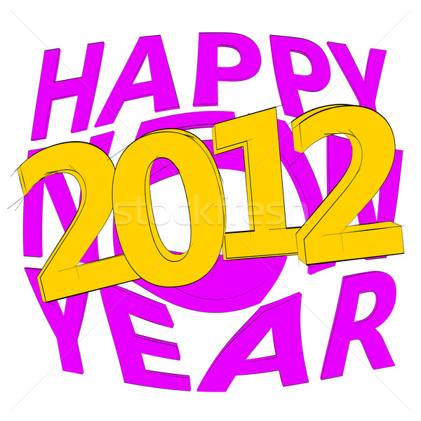 2012 Skizze Stil Nachricht glückliches neues Jahr Design Stock foto © timbrk
