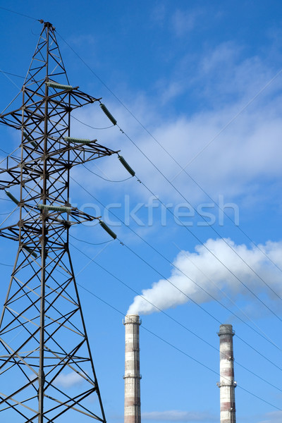 Dos tuberías electricidad fábrica industria acero Foto stock © timbrk