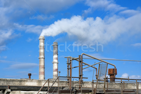 Gyár csövek kettő dohányzás ipar fehér Stock fotó © timbrk