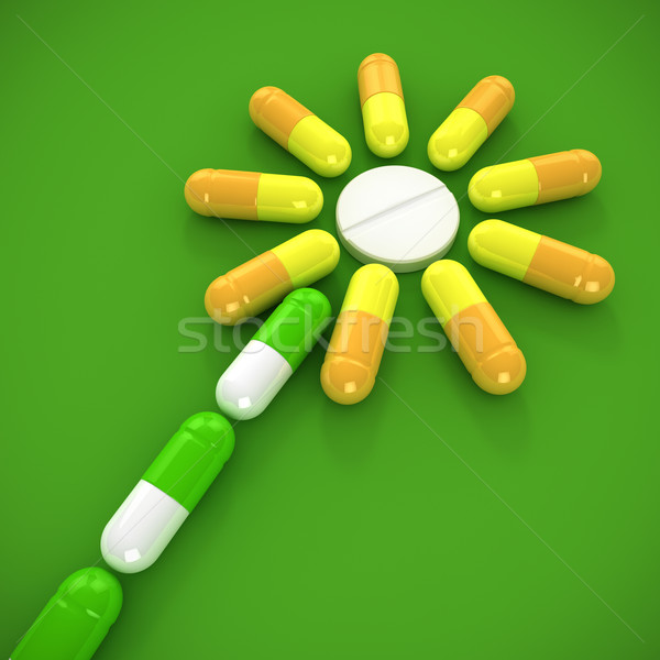 Homéopathiques médecine fleur médicaux capsules vert [[stock_photo]] © timbrk