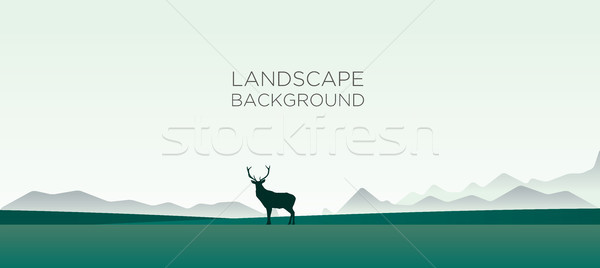 пейзаж оленей горизонте вектора горные искусства Сток-фото © tina7shin