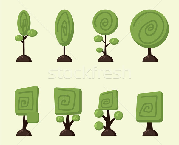 Cartoon вектора деревья набор иллюстрация смешные Сток-фото © tina7shin
