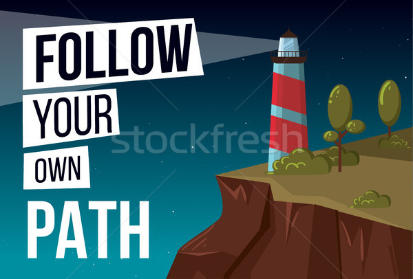 follow your own path vector banner with lighthouse Stock photo © tina7shin