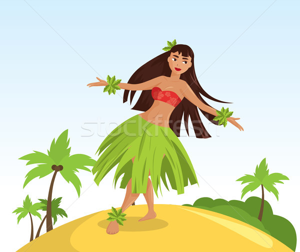 Hawaiian hula dancer young pretty woman. Stock photo © tina7shin