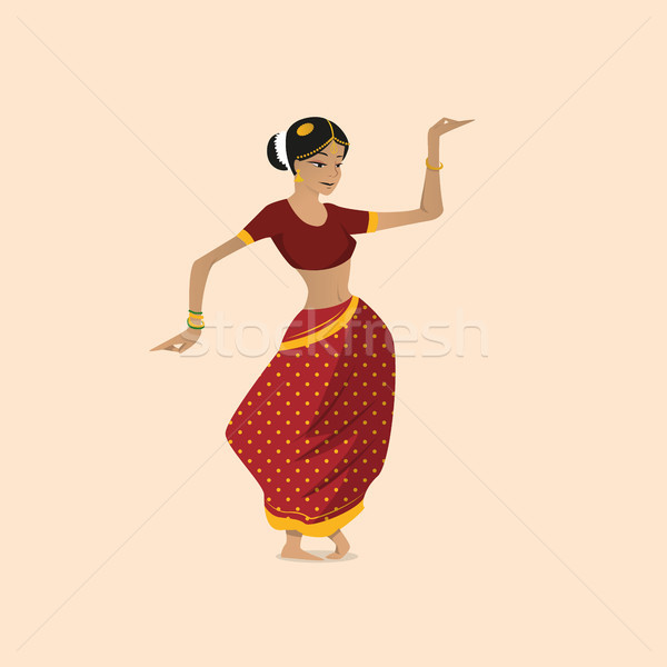 Pretty indian woman dancing wearing sari Stock photo © tina7shin