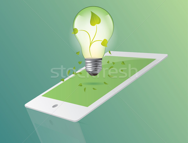 зеленый экология лампа таблетка среде вектора Сток-фото © tina7shin