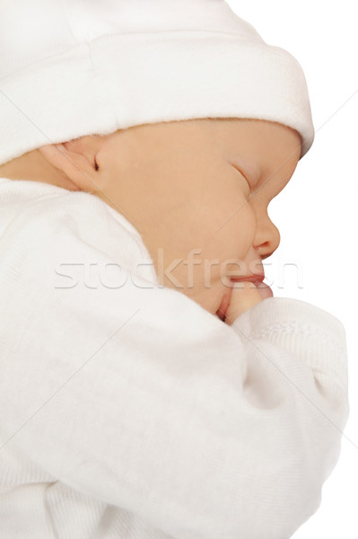 Newborn baby sucking on her thumb Stock photo © tish1