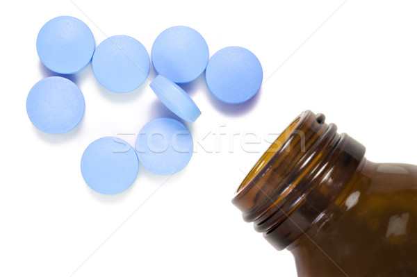 Tabletta üveg fehér űr szöveg boldog Stock fotó © tish1
