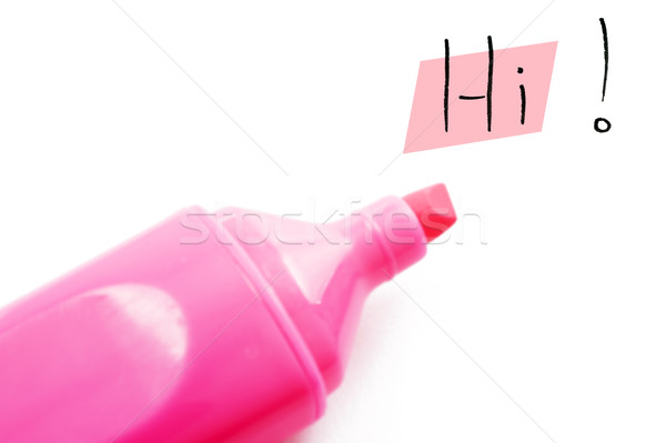 The word hi highlighted in pink on a white background Stock photo © tish1
