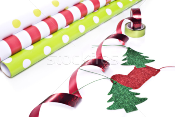 Christmas papier pakowy wstążka dar papieru Zdjęcia stock © tish1