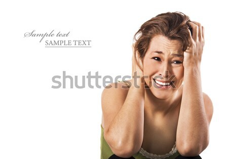 a Desperately unhappy and discouraged young woman calling out for help Stock photo © tish1