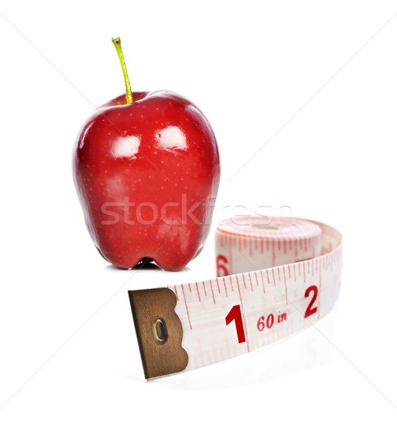 Healthy lifestyle - fresh healthy apple and tape measure on white Stock photo © tish1