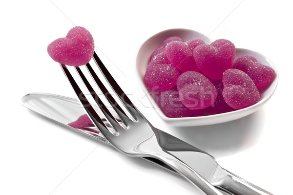 商業照片: 粉紅色 · 心臟 · 甜食 · 刀