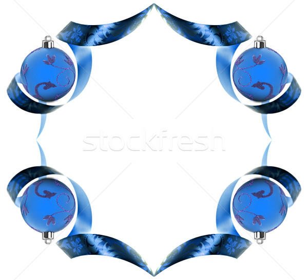 ストックフォト: 装飾的な · 国境 · 青 · リボン · 白