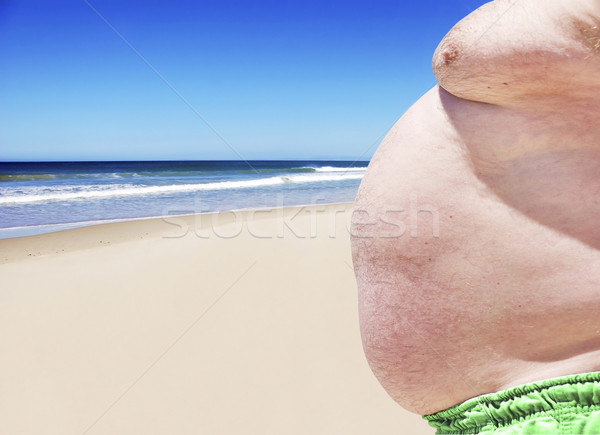 Close up of three obese fat men of the beach Stock photo © tish1