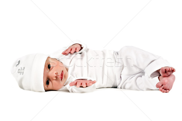 Aanbiddelijk zoete nieuwe geboren baby witte Stockfoto © tish1