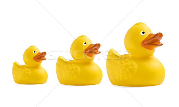 Stock photo: Yellow toy duckling on white background