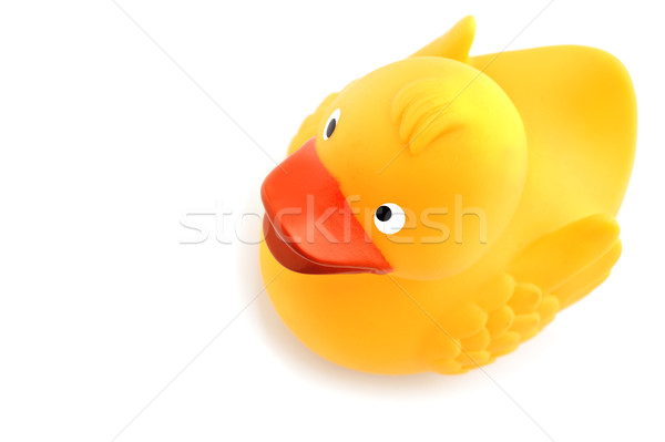 Yellow toy duckling on white Stock photo © tish1