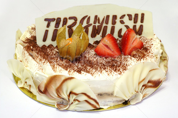 Verjaardagstaart tiramisu heerlijk verjaardag cake speciaal Stockfoto © tito