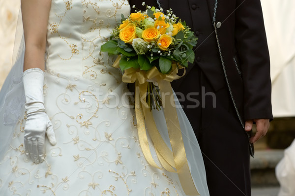 Gelin buket portre yeni evli çift Stok fotoğraf © tito