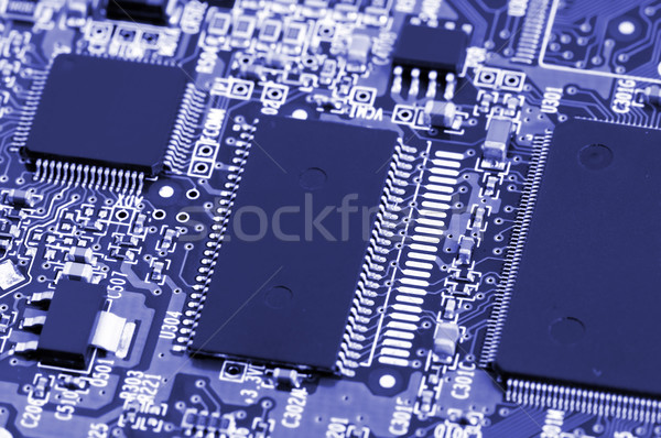 Stockfoto: Circuit · board · details · elektronische · Blauw · ontwerp · technologie