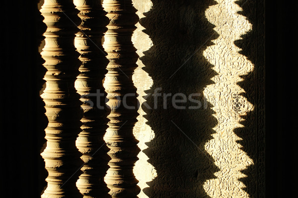 Stock photo: Shadow of window d?cor in buddhist temple
