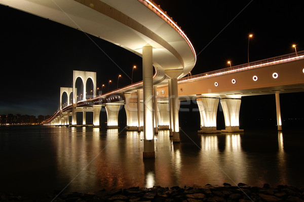 Van brug nacht weg meer rivier Stockfoto © tito