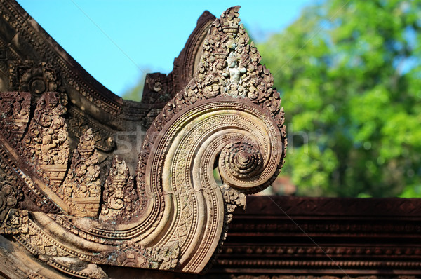 Carving of gopura at Banteay Sreiz, Cambodia Stock photo © tito