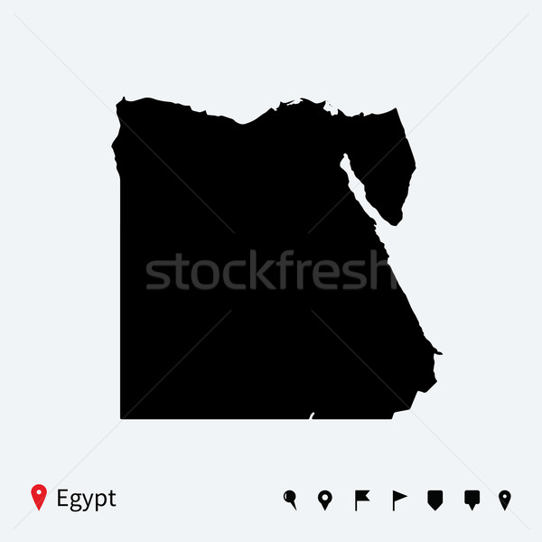 High detailed vector map of Egypt with navigation pins. Stock photo © tkacchuk