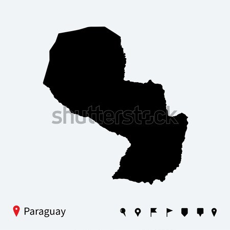 Stock fotó: Magas · részletes · vektor · térkép · Paraguay · navigáció