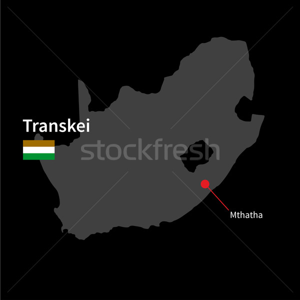 Detailed map of Transkei and capital city Mthatha with flag on black background Stock photo © tkacchuk