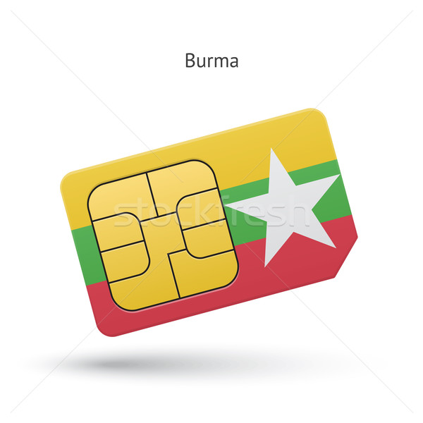 Burma mobile phone sim card with flag. Stock photo © tkacchuk