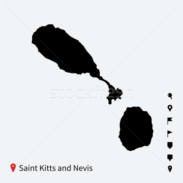 High detailed vector map of Saint Kitts and Nevis with pins. Stock photo © tkacchuk