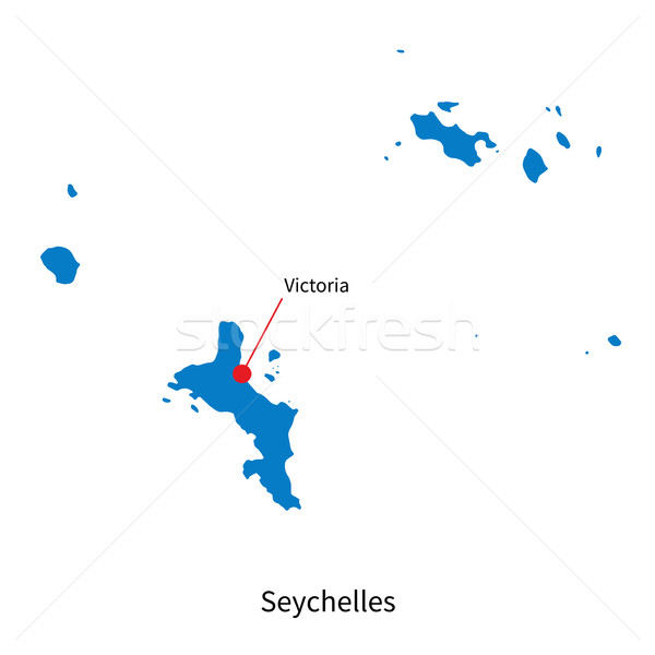 Stock photo: Detailed vector map of Seychelles and capital city Victoria