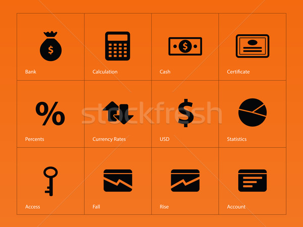 Economy icons on orange background. Stock photo © tkacchuk