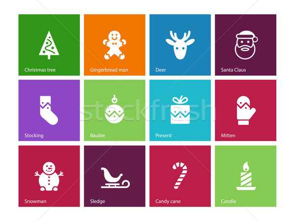 Christmas icons on color background. Stock photo © tkacchuk