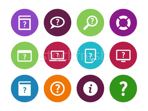 Help and FAQ circle icons on white background. Stock photo © tkacchuk