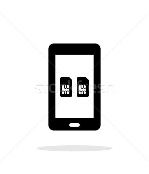 Dual SIM mobile phone simple icon on white background. Stock photo © tkacchuk