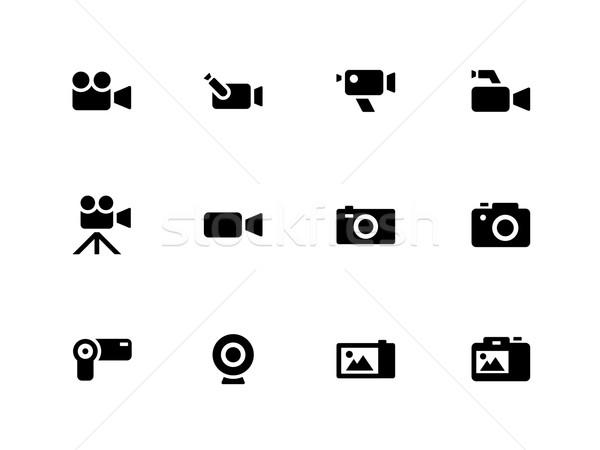 Camera icons on white background. Stock photo © tkacchuk