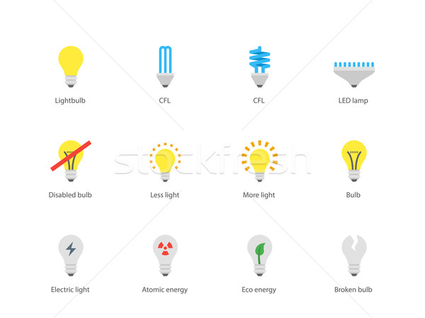 Light bulb and CFL lamp icons on white background. Stock photo © tkacchuk