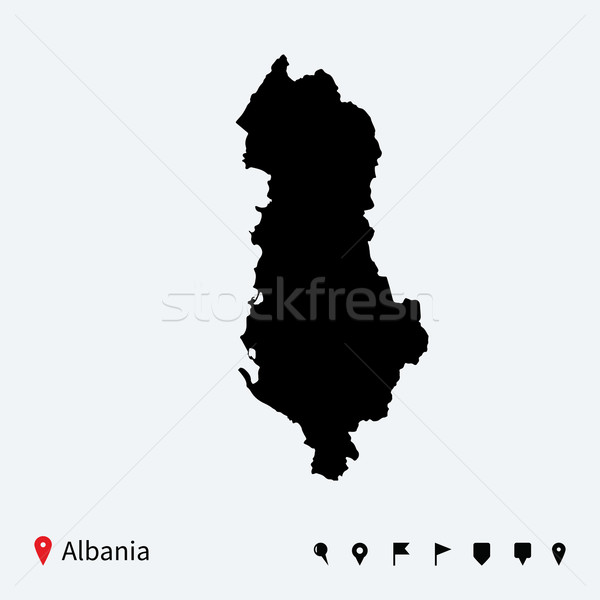 Alto detalhado vetor mapa Albânia navegação Foto stock © tkacchuk