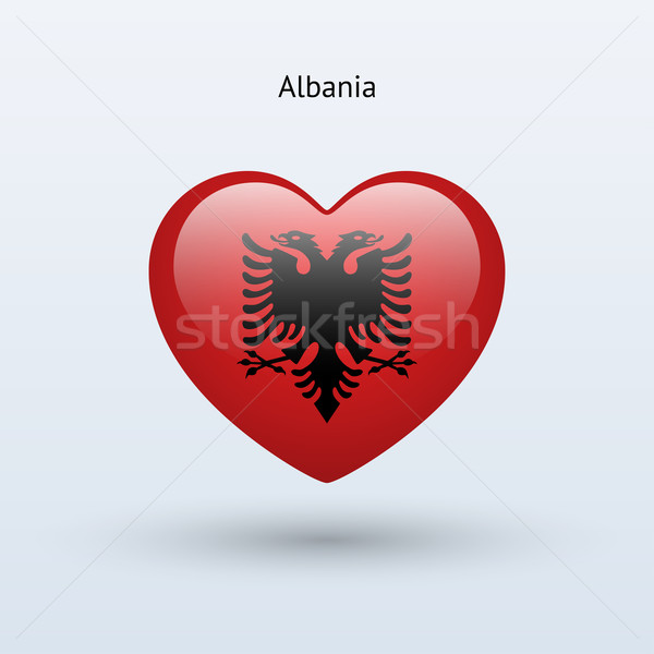 Stock photo: Love Albania symbol. Heart flag icon.