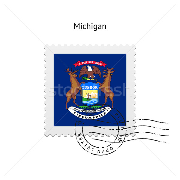 Michigan Flagge Briefmarke weiß Zeichen Schreiben Stock foto © tkacchuk