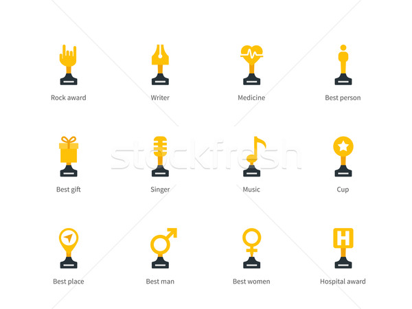 Trophy cup flat color icons on white background. Stock photo © tkacchuk