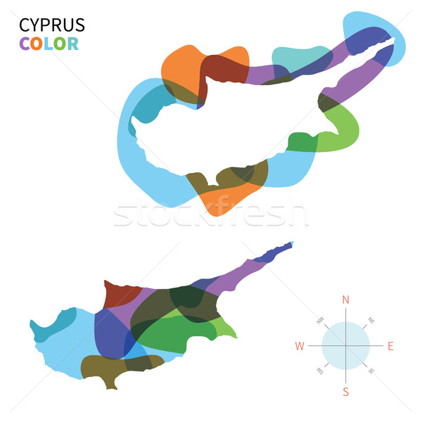 Abstract vector color map of Cyprus with transparent paint effect. Stock photo © tkacchuk