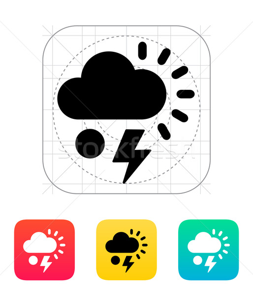 Hail with lightning weather icon. Stock photo © tkacchuk